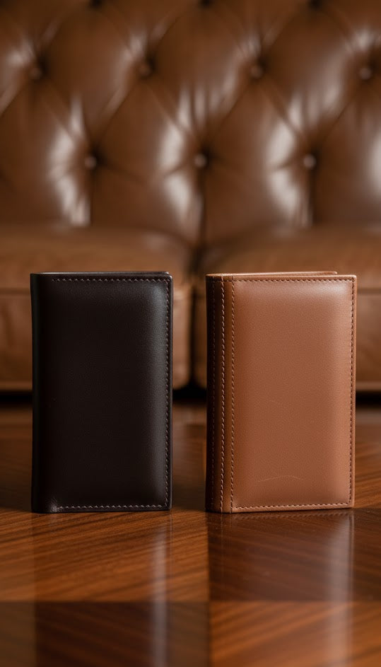 Leather Wallets - Checkbook Brown - CBLW#2