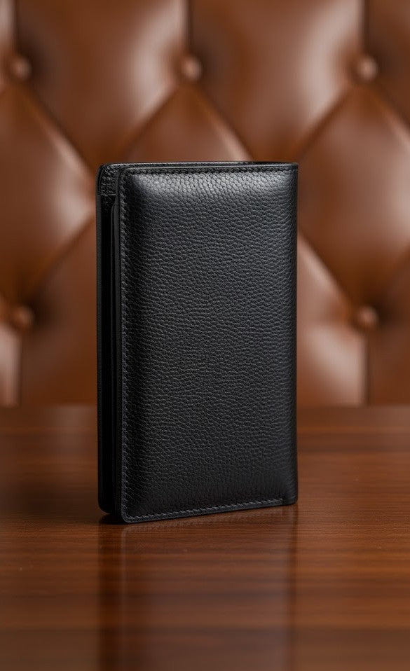 Leather Wallets - Checkbook Black - CBLW#1