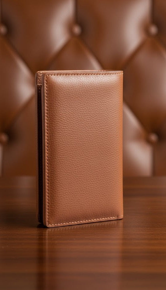 Leather Wallets - Checkbook Brown - CBLW#1