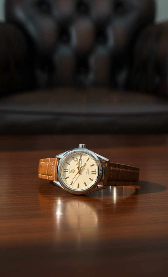 Leather Watches - Brown-White - LW#1