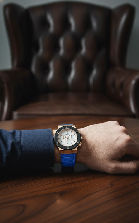 Premium Leather Watches - Blue-Gold - LW#1