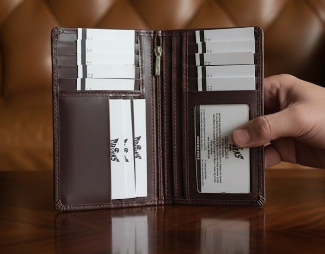 Leather Wallets - Mini Checkbook Choclate Brown - CBLW#2
