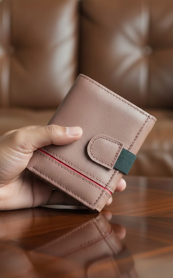 Leather wallets - Trifold Beige - TLW#1