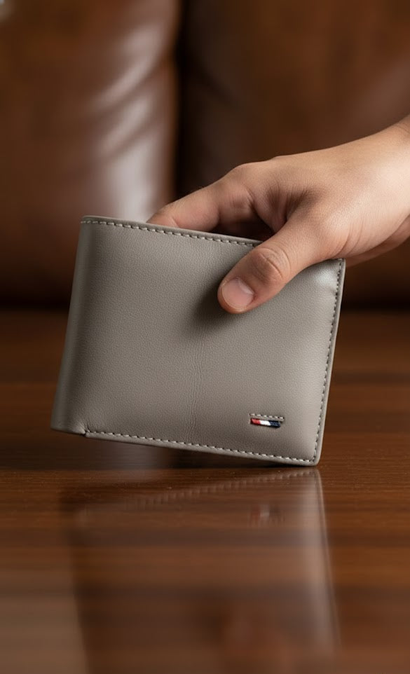 Leather Wallets - Three-Flap Grey - TFLW#2