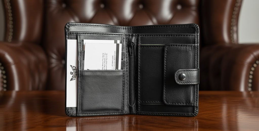 Leather Wallets - Bi-Fold Black - BLW#4