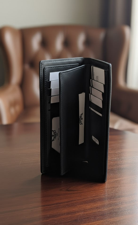 Leather Wallets - Checkbook Black - CBLW#1