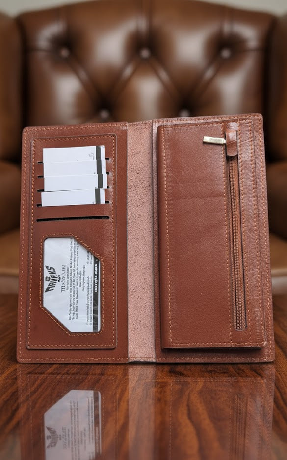Leather Wallets - Checkbook Brown - CBLW#1
