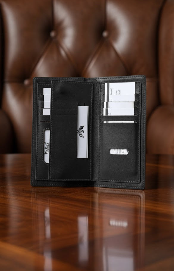 Gift / Combo Box - Checkbook Wallet with 2 in 1 Premium Leather Belt (Black & Brown)