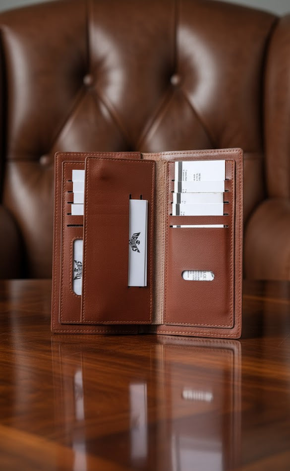 Leather Wallets - Checkbook Brown - CBLW#1