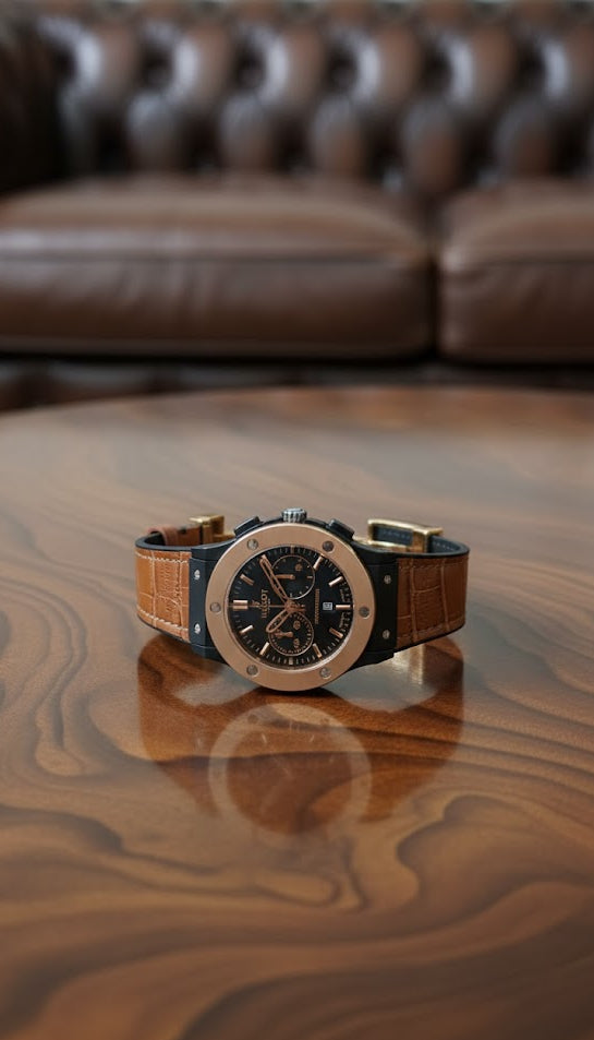 Premium Leather Watches - Brown-Gold - LW#1