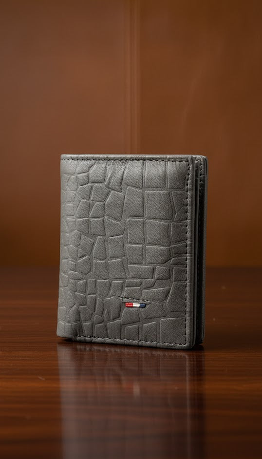 Leather Wallets - Three-Flap Grey - TFLW#1