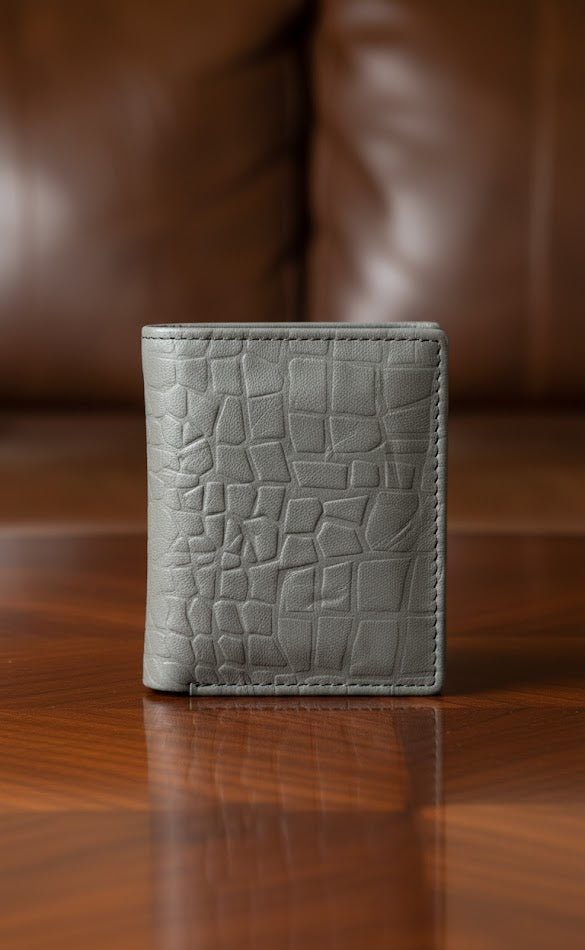 Leather Wallets - Three-Flap Grey - TFLW#1