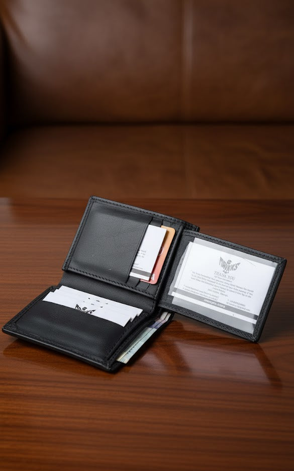 Leather Wallets - Three-Flap Black - TFLW#1