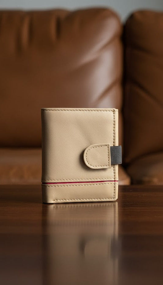 Leather wallets - Trifold Beige - TLW#1