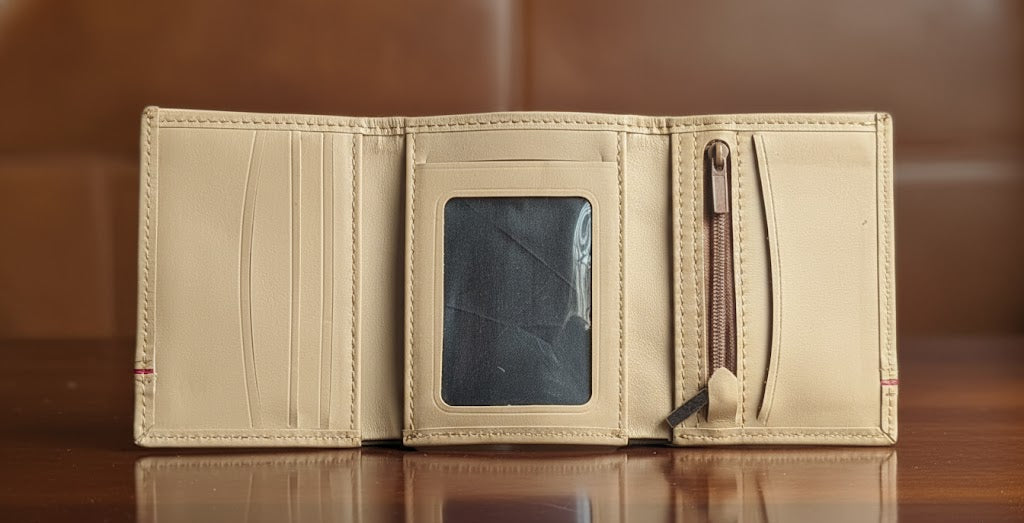 Leather wallets - Trifold Beige - TLW#1