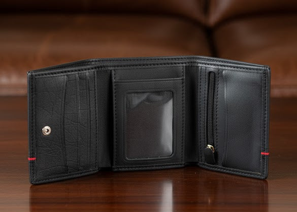 Leather Wallet - Trifold Black - TLW#1